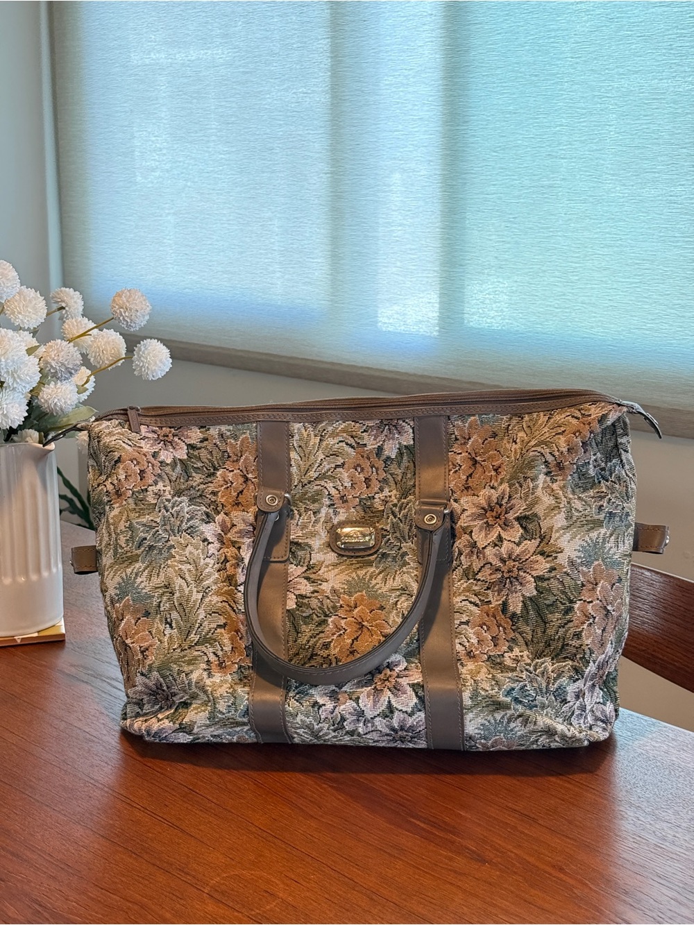 Vintage 80s/90s Jordache Floral Tapestry Weekender Duffel Bag